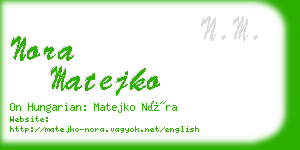 nora matejko business card